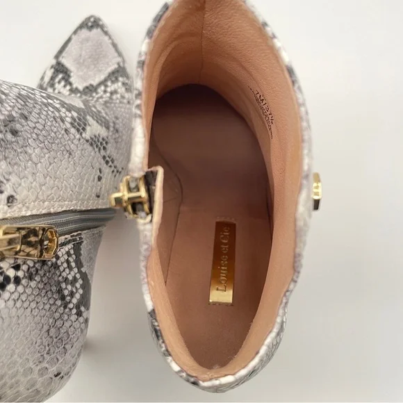 LOUISE ET CIE SID Black White Snake POINTY TOE BOOTS Womens Size 7 - Picture 7 of 12